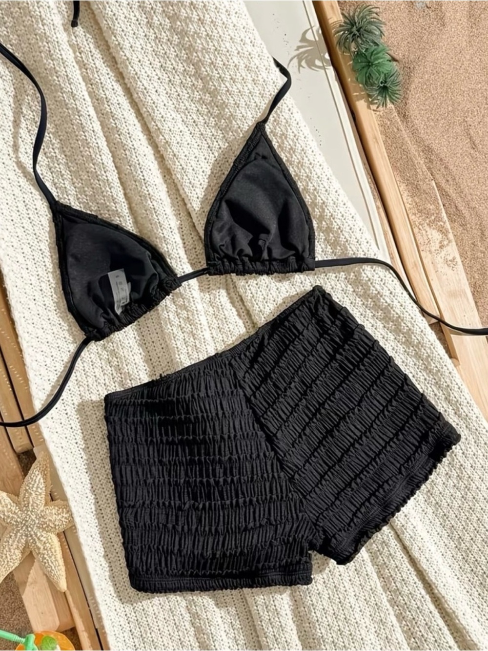 Black Bikini Starfish Applique Set - Women Swim Size M - Picture 5 of 5